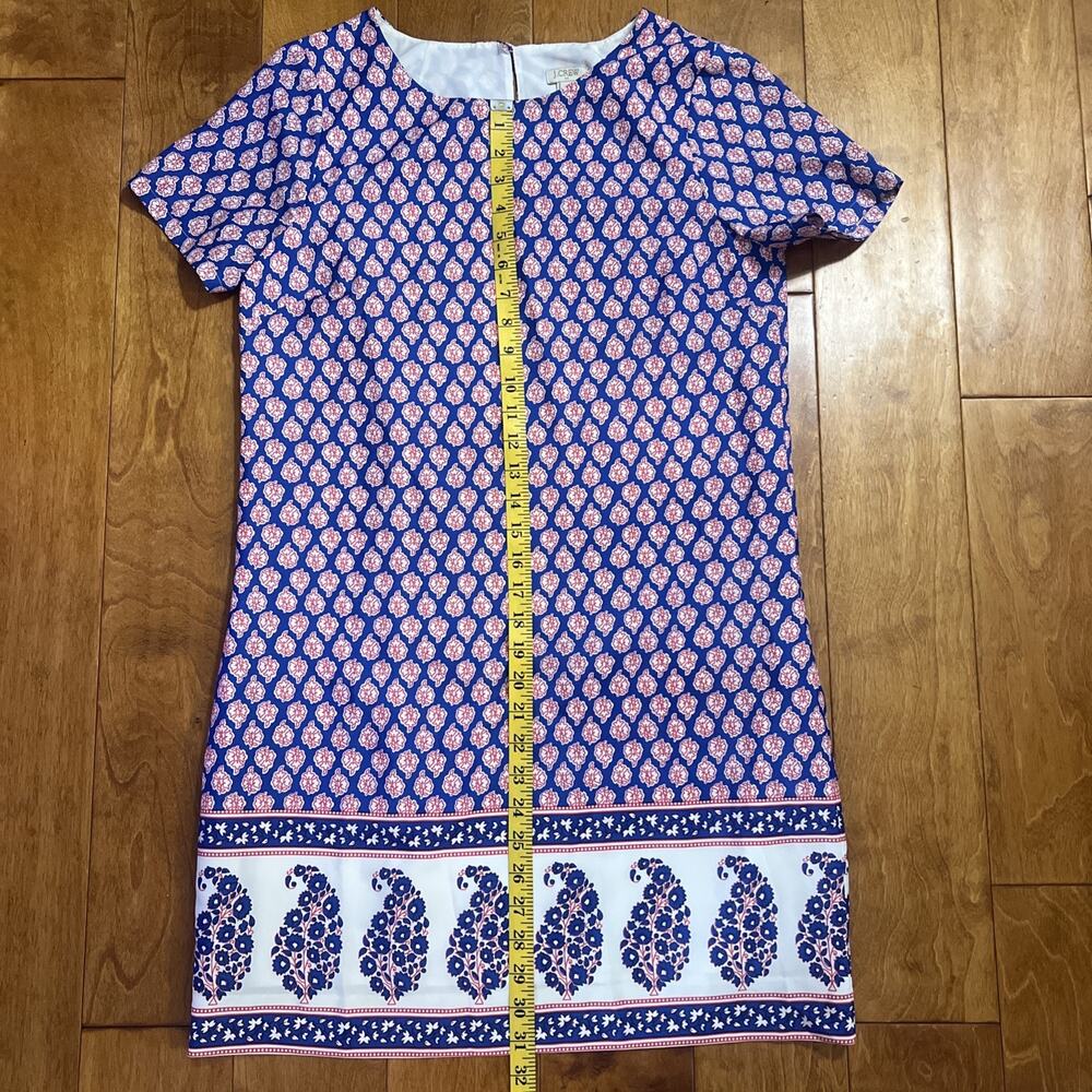 J.Crew Factory Paisley Shift Dress Size 4 Blue Preppy Coastal Old Money Mini - Picture 6 of 12